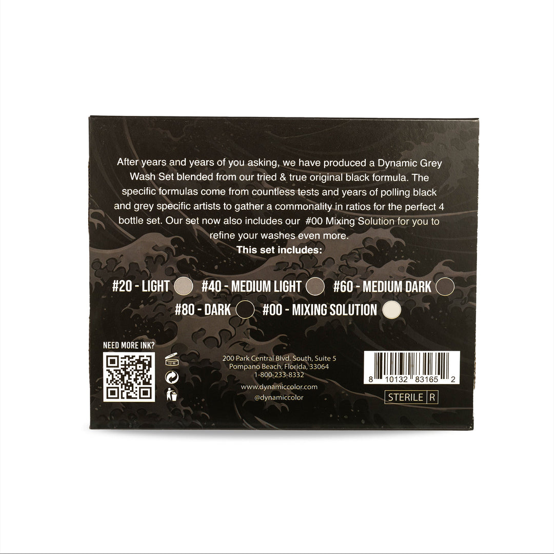 DYNAMIC INK GREYWASH TATTOO INK SET (INCLUDES MIXING SOLUTION)