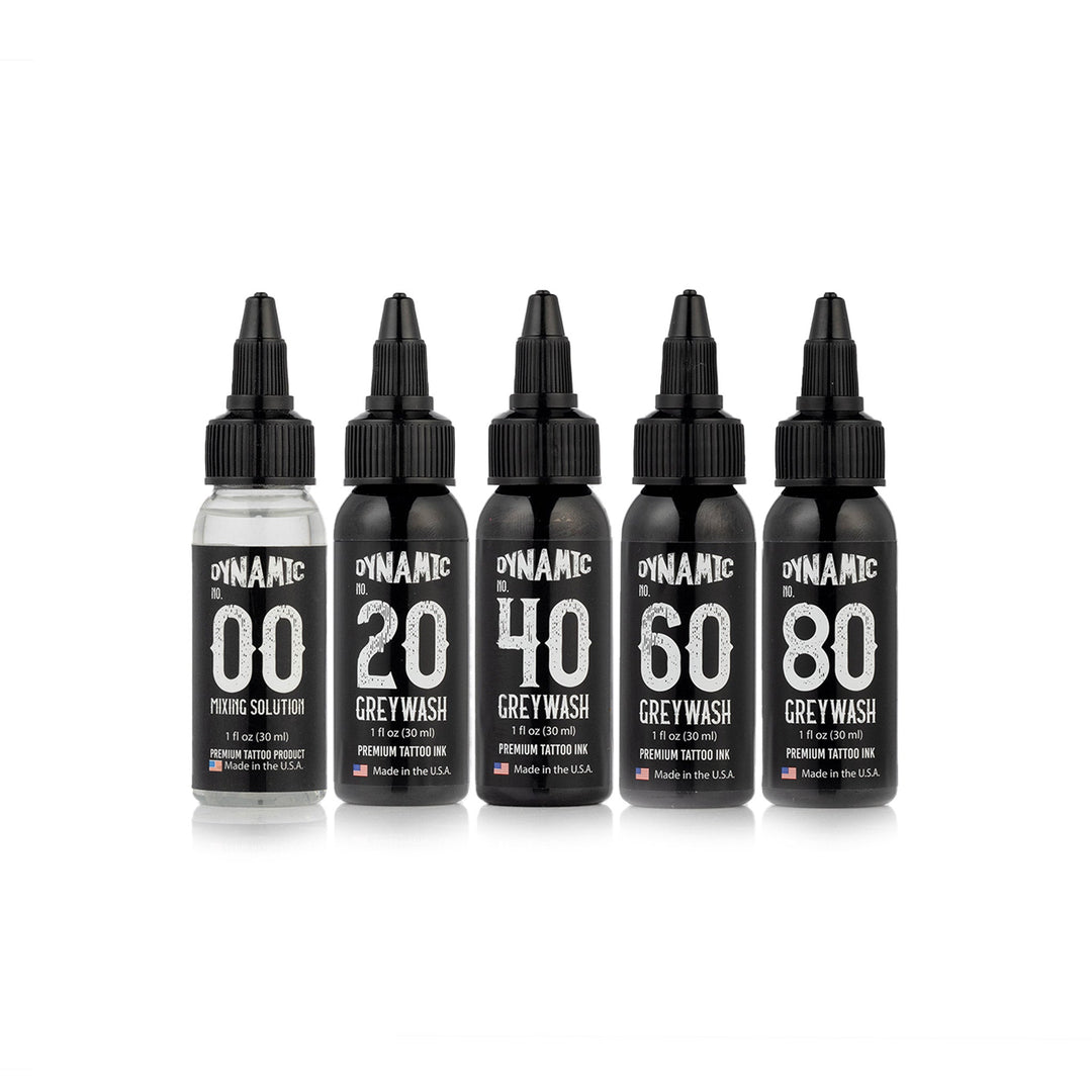 DYNAMIC INK GREYWASH TATTOO INK SET (INCLUDES MIXING SOLUTION)