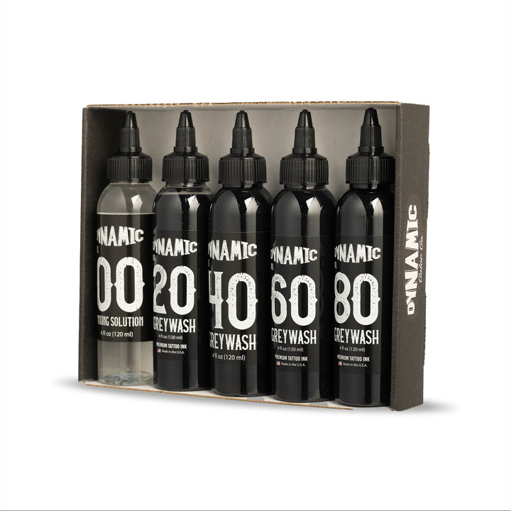 DYNAMIC INK GREYWASH TATTOO INK SET (INCLUDES MIXING SOLUTION)
