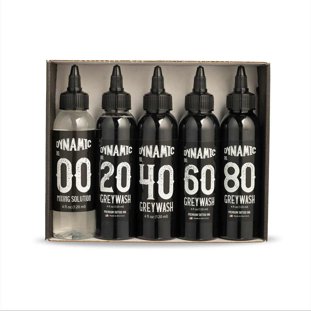 DYNAMIC INK GREYWASH TATTOO INK SET (INCLUDES MIXING SOLUTION)